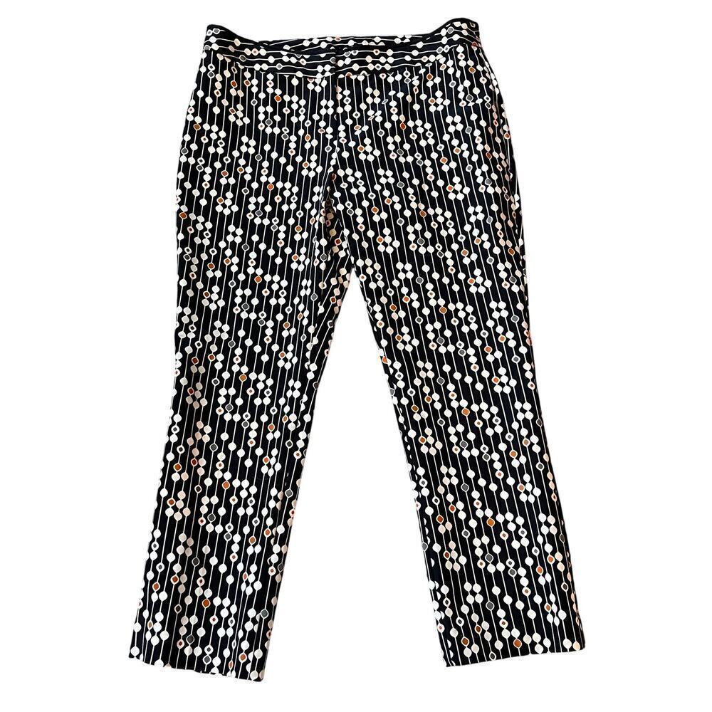 Worthington Women's Ankle Pant. Black with Orange/Gray Circle Design. Size 12